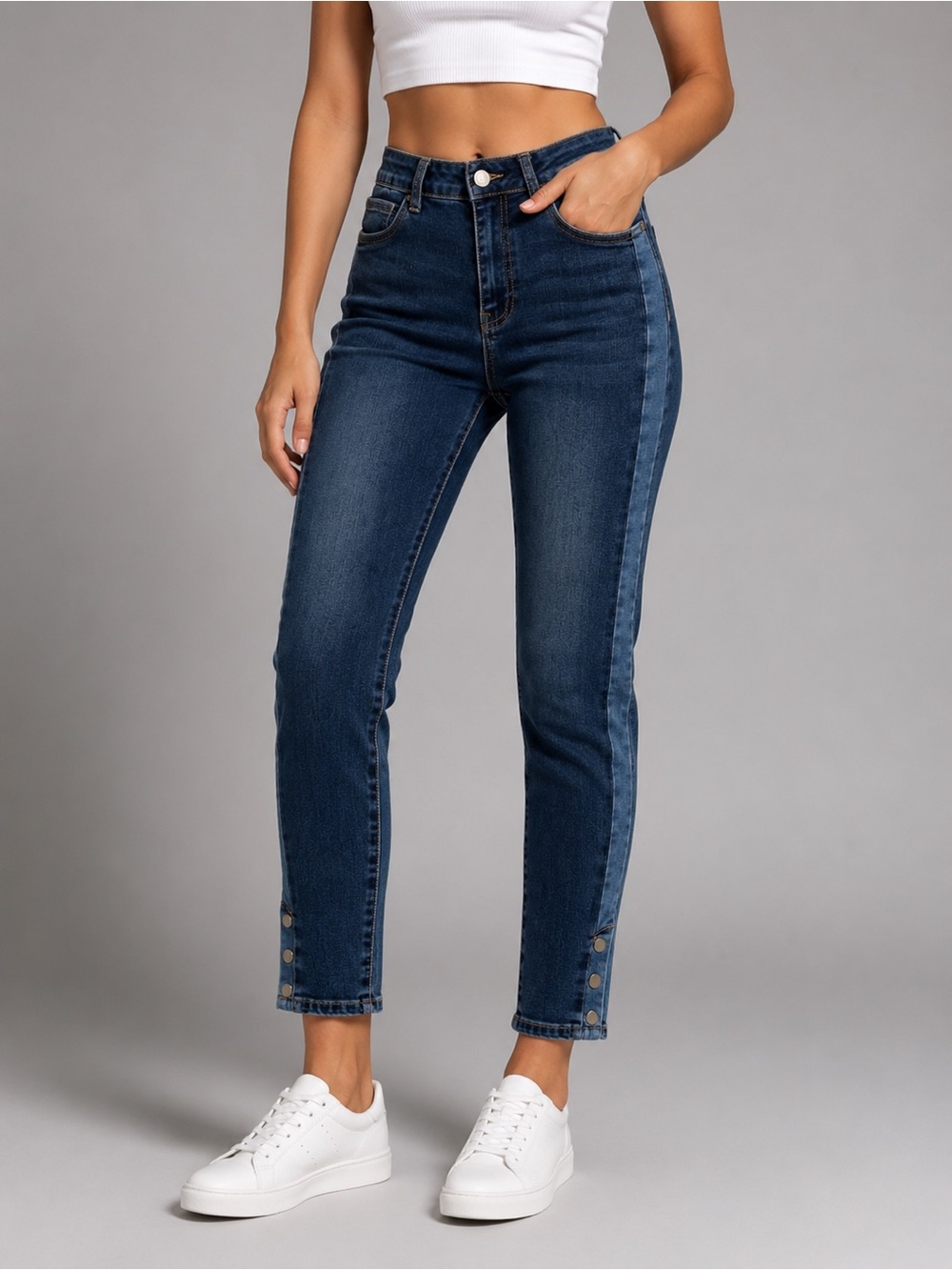 Elegant Dark Blue Ankle Jeans